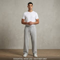 Essential Wide Leg Sweatpant - Heather Grey front view