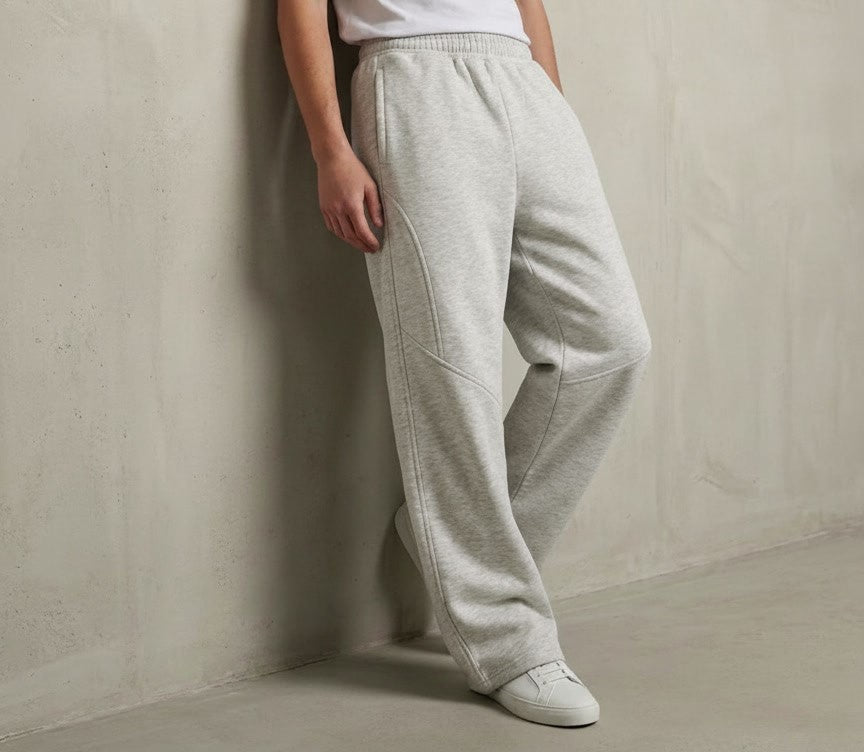 Wide-Leg Sweatpants — Light Heather Grey
