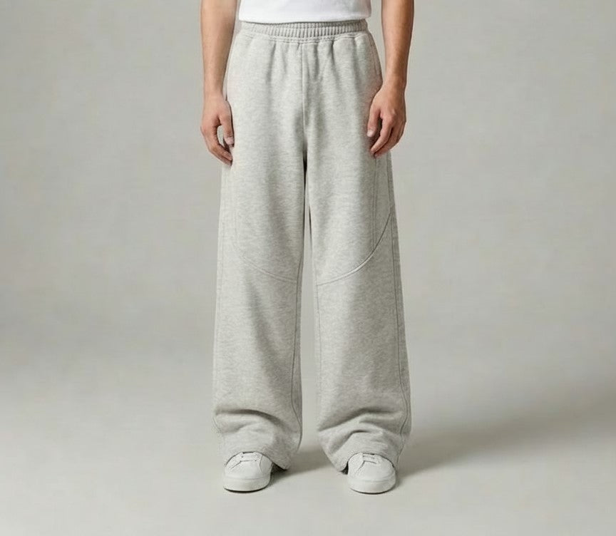 Wide-Leg Sweatpants — Light Heather Grey