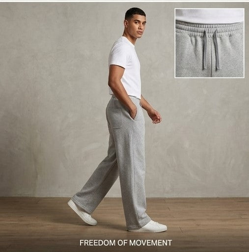 Essential Wide Leg Sweatpant - side profile showing freedom of movement