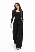 F-Wide-Leg Sweatpants — Jet Black