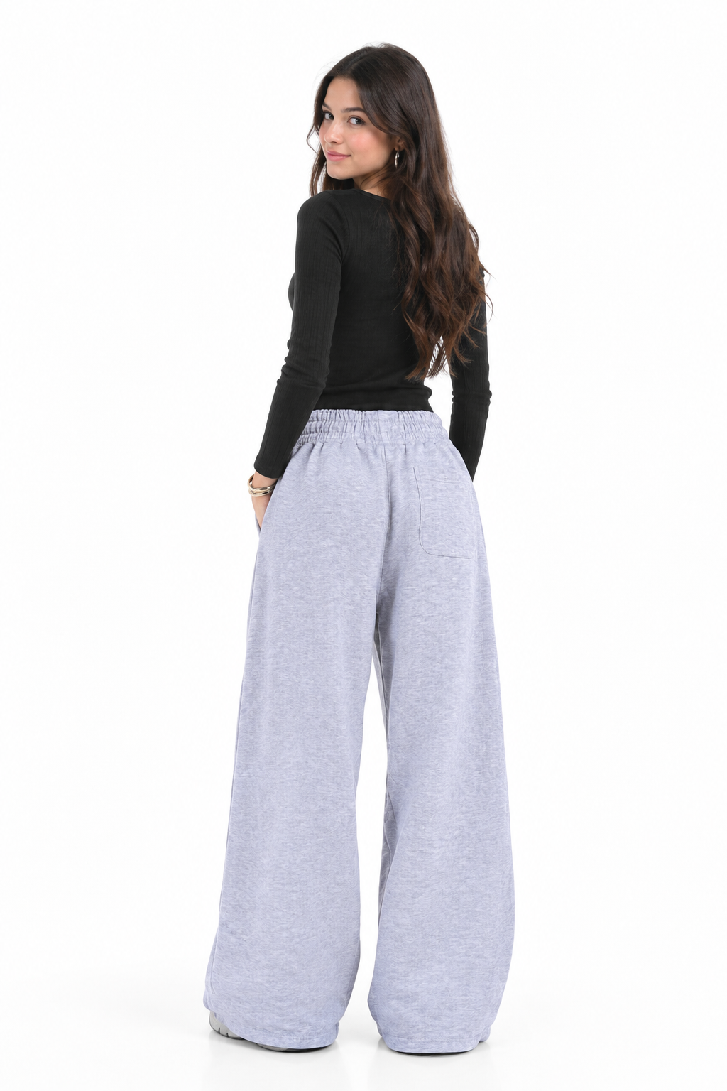 F-Wide-Leg Sweatpants — Light Heather Grey