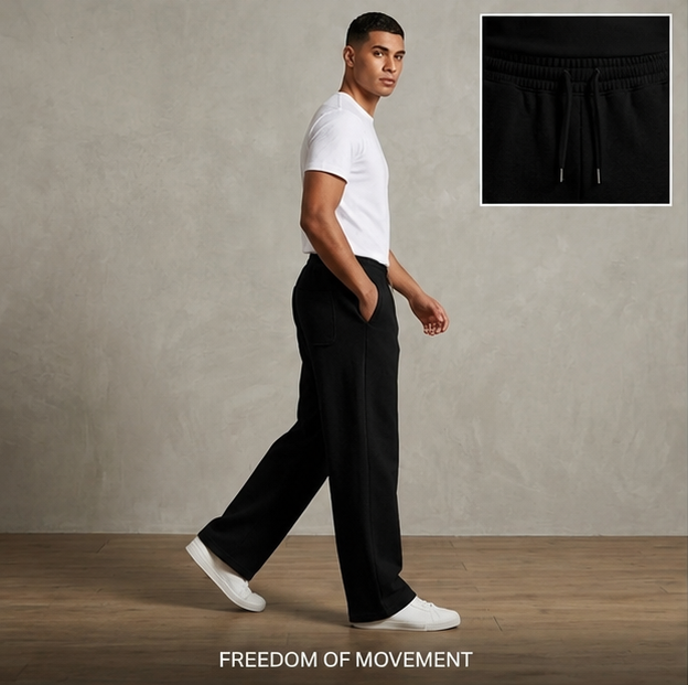 Black Basic Sweatpant - Side View