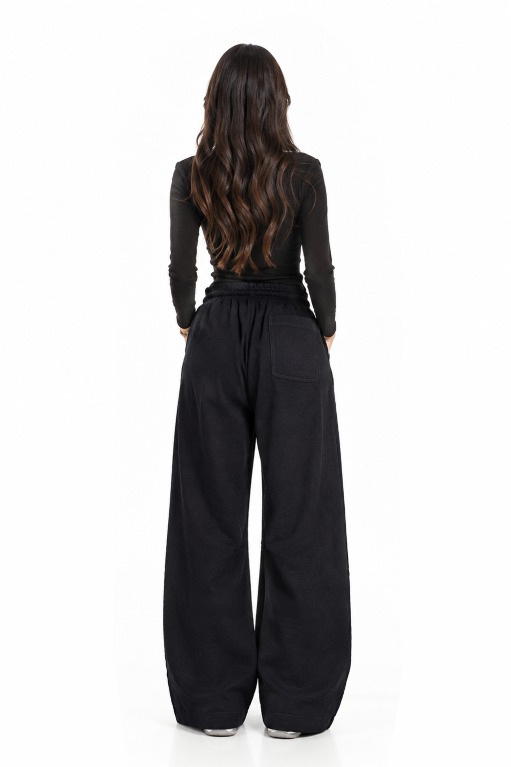 F-Wide-Leg Sweatpants — Jet Black