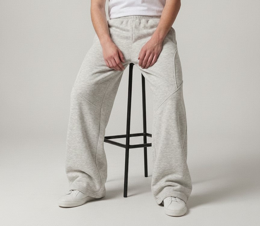 Wide-Leg Sweatpants — Light Heather Grey