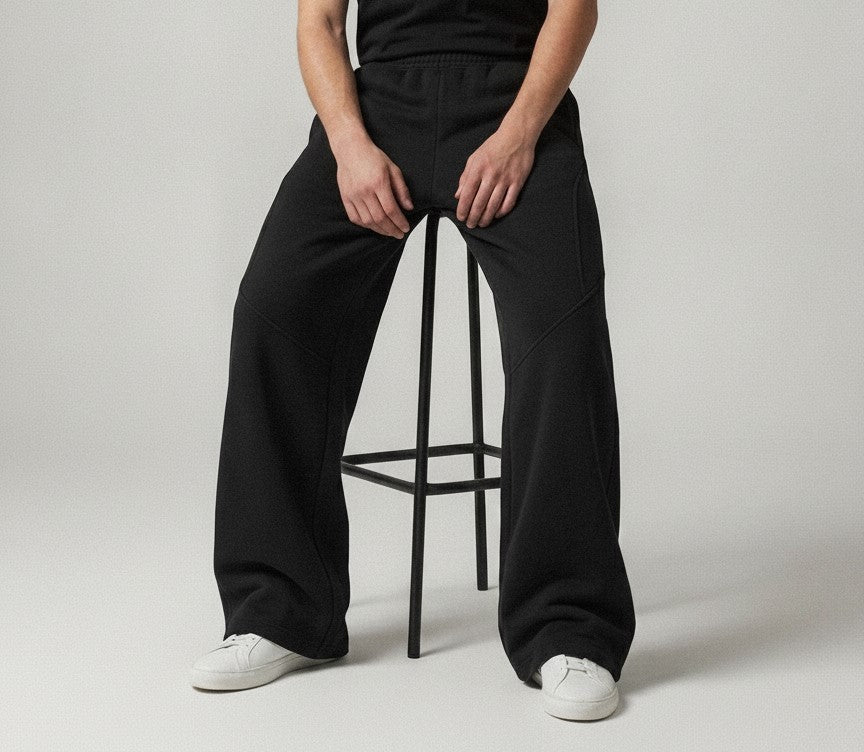 Wide-Leg Sweatpants — Jet Black