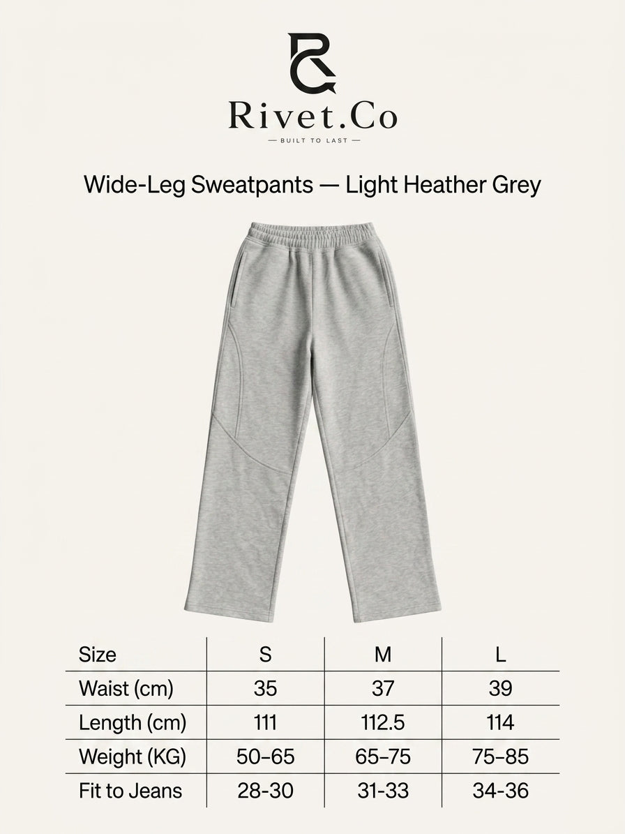Wide-Leg Sweatpants — Light Heather Grey