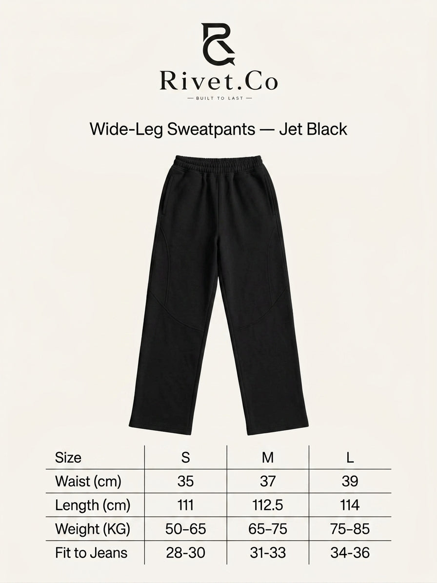 Wide-Leg Sweatpants — Jet Black
