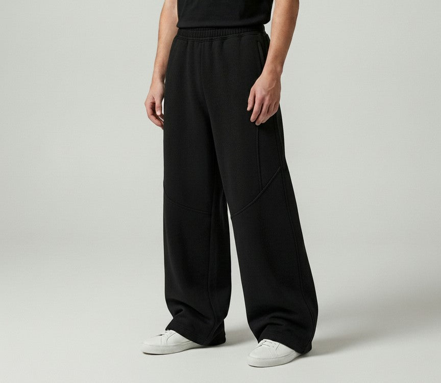 Wide-Leg Sweatpants — Jet Black